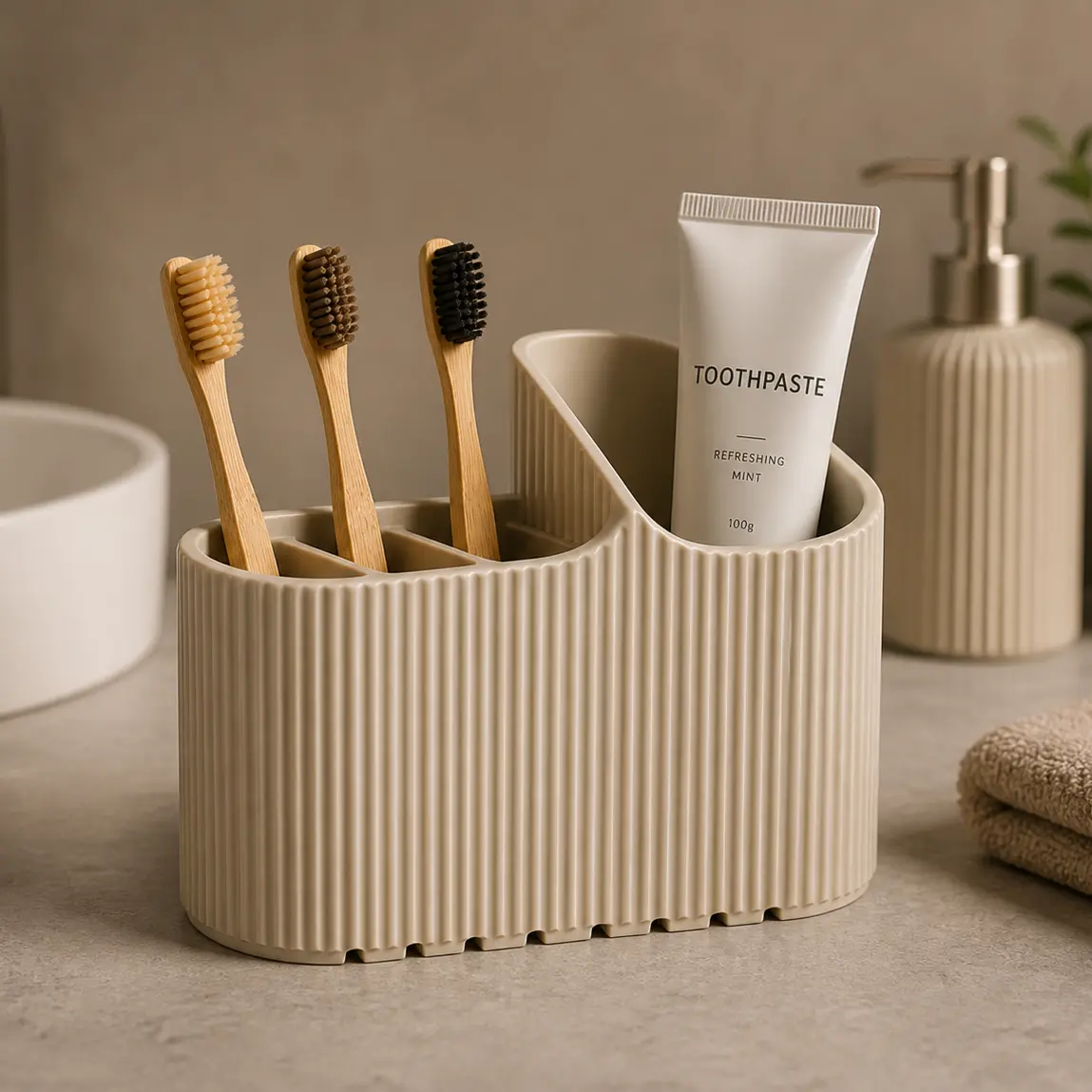 Organizador de baño acanalado 1, diseño de ALIX3D